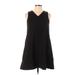 Uniqlo Casual Dress - A-Line V Neck Sleeveless: Black Print Dresses - Women's Size 13