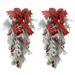 Mnjin Ring Hanger Door Branches Christmas Christmas Vine Pendant Garland Dead Cane Christmas Wreath Decorations Home Decor Red