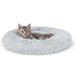 CAPHAUS 24/30 Inch Calming Donut Pet Bed for Small/Medium Cats and Dogs Anti-Slip Bottom Washable Anti-Anxiety Fluffy Round Cat Bed Indoor Shaggy Cuddler Cotton Candy Brown Light Gray Pink Bed