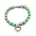 Heart Shape Cat and Dog Jewelry Pearl Necklace Diamond-studded Pet Accessories Collar Necklaces Pet Collar Pendants GREEN L