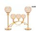 SR-HOME Crystal Candle Holders, Tealight Candlestick Candelabra Stand w/ 3 Arms Metal/Crystal in Yellow | 8.3 H x 16 W x 4 D in | Wayfair