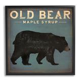 Stupell Industries Vintage Bear Maple Syrup Giclee Texturized Wall Art By Ryan Fowler Wood in Black/Blue/Brown | 12 H x 12 W x 1.5 D in | Wayfair