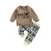 Baby Western Cowboy Clothes Cow Printed Sweatshirt Pullover Retro Boho Jogger Pants Toddlers Boy Fall Winter Outfit
