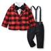 TAIAOJING Baby Girl Outfit Toddler Boy Clothes 3Pcs Boy Clothes Plaid Shirt Suspender Pants Coat Set Outfit 4-5 Years