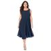 Plus Size Women's Georgette Fit-And-Flare Dress by Roaman's in Navy (Size 14 W)