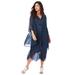 Plus Size Women's Scallop-Trim Chiffon 2-Piece Dress Set by Roaman's in Navy (Size 28 W)