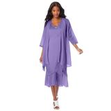 Plus Size Women's Scallop-Trim Chiffon 2-Piece Dress Set by Roaman's in Vintage Lavender (Size 18 W)