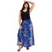 Plus Size Women's Georgette Ankle Skirt by June+Vie in Blue Multi Floral (Size 14/16)