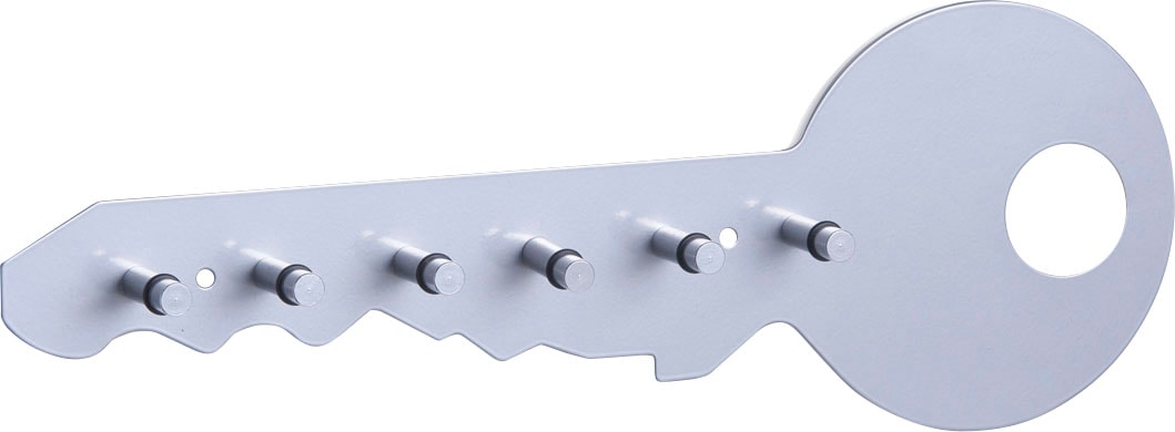 Schlüsselbrett ZELLER PRESENT, grau (alugrau), B:35cm H:12cm T:4cm, Metall, Hakenleisten, Schlüsselbrett, praktisch & dekorativ