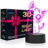 YSITIAN Cat Gift Cat 3D Night Light for Kids i-CHONY 7 Colors Auto Change Table Desk Optical Illusion Lamps G1116-377