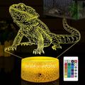 YSITIAN Bearded Dragon Night Light Lamp -16 LED Colors Changing &USB Rechargeable-Bearded Dragon Tank Decor Lighting Bedroom Lamp-Cool 3D Illusion Lamp Christ G1116-400