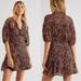 Free People Dresses | Hp Free People Bonnie Floral Button-Front Puff Sleeve Mini Dress | Color: Black/Orange | Size: S