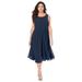 Plus Size Women's Georgette Fit-And-Flare Dress by Roaman's in Navy (Size 32 W)