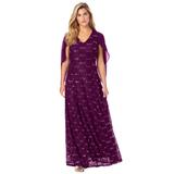 Plus Size Women's Sleeveless Lace Gown by Roaman's in Dark Berry (Size 14 W)