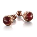 Colibri Hamilton Cufflinks For Men - Designer Cufflinks with Red Jasper Stone Inlay - Ball Return Closure - Polished Stainless Steel with Rose Gold Finish - Gift Box