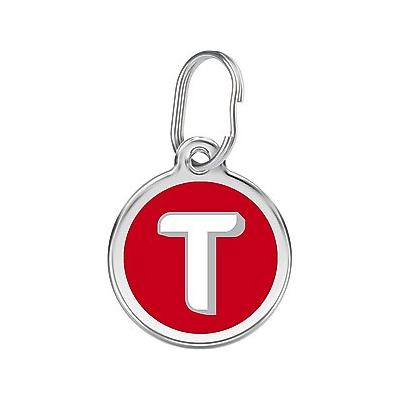 Red Dingo Alphabet Stainless Steel Personalized Dog & Cat ID Tag, Letter T, Medium