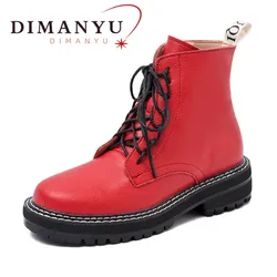DIMANYU-Bottes de rinçage en cuir véritable pour femmes bottes courtes pour dames bottes Martn de