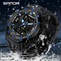 SANDA-Montre-bracelet de sport en acier à quartz doré pour homme montres de luxe originales