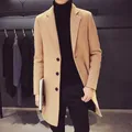 Manteau long en coton pour hommes mélange de laine pur document décontracté mode d'affaires