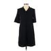MNG Suit Casual Dress - Shirtdress Collared Short sleeves: Black Print Dresses - Women's Size 4