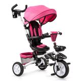 Costway 6-in-1 Detachable Kids Baby Stroller Tricycle with Canopy and Safety Harness-Pink