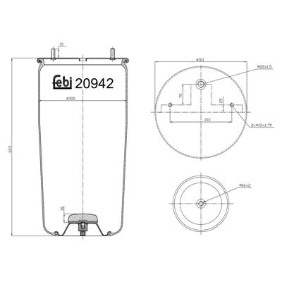 FEBI BILSTEIN Federbalg, Luftfederung Universal ohne Kolben 300mm 20942 Image