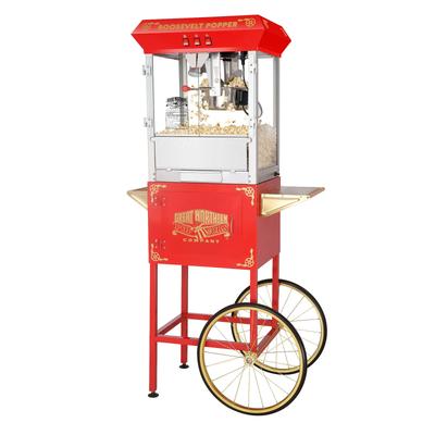 Popcorn Machine with Cart – 8oz Popper with Stainless-steel Kettle by Great Northern Popcorn (Red)