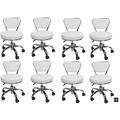 SET OF 8 Salon DAYTON WHITE Nail Pedicure Stool/ Chair Pneumatic Adjustable Height Rolling Salon Furniture & Equipment