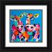 Fiore Art 20x20 Black Ornate Wood Framed with Double Matting Museum Art Print Titled - Colourful art cows