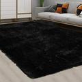 Fluffy Area Rug Modern Abstract Fluffy Area Rug Indoor Soft Area Rug Faux Area Rug for Bedroom Living Room Black 8 x 10