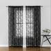 Goory Luxury Embroidered Curtains Black Kitchen Treatments Sheer Voile Single Panel Rod Pocket Bedroom Drapes Black W:39 x H:79