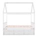Gracie Oaks Roxan House Bed w/ Trundle & 3 Storage Drawers Wood in White | 73.1 H x 56.5 W x 80.3 D in | Wayfair 5255BB9F9DDE404ABD68D67F15DF674D