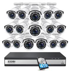 ZOSI 16CH 1080P DVR security camera system w/ 4TB HDD, 16pcs wired outdoor cameras, 120ft night vision in White | 18.5 H x 18 W x 12.25 D in | Wayfair