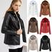 Floleo Clearance Deals Winter Coats For Women Women s Slim Leather Stand Collar Zip Motorcycle Suit Belt Coat Jacket Tops