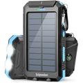 Solar Charger 20000mAh Solar Power Bank Portable Solar Phone Charger with 2 Outputs for Cellphones Waterproof External Battery Charger with 2 Flashlights for Camping Hiking or Emergencies