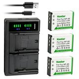 Kastar 3-Pack Battery and LTD2 USB Charger Replacement for Toshiba Camileo X200 Camileo X400 Camileo X416 Camileo X416 HD Camileo Z100 Medion Life P47011 Life X47023 MD86423 MD 86423 MD86695 MD 86695