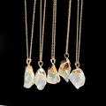 Kayannuo Christmas Clearance 1PC Natural Stone Crystal Necklace Gold Plated Quartz Pendant