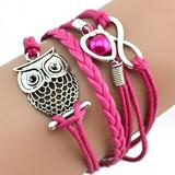 Kayannuo Christmas Clearance Infinity Owl Pearl Friendship Multilayer Charm Leather Bracelets Gift HK