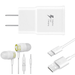 OEM EP-TA20JBEUGUS Inbox Replacement 15W Adaptive Fast Wall Charger for Xiaomi Poco F2 Pro Includes Fast Charging 3.3FT USB Type C Charging Cable and 3.5mm Earphone with Mic â€“ 3 Items Bundle - White