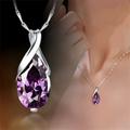 Kayannuo Christmas Clearance Fashion Purple Crystal Ladies Necklace Angel Tears Pendant Feminine Jewelry Holiday Gift