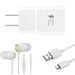 OEM EP-TA20JBEUGUS Inbox Replacement 15W Adaptive Fast Wall Charger for vivo V15 Includes Fast Charging 10FT Micro USB Charging Cable and 3.5mm Earphone with Mic â€“ 3 Items Bundle - White