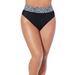Plus Size Women's High Waist Cheeky Shirred Brief by Swimsuits For All in Black White Abstract (Size 14)