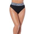 Plus Size Women's High Waist Cheeky Shirred Brief by Swimsuits For All in Black White Abstract (Size 20)