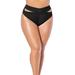 Plus Size Women's Loop Cut Out High Leg Bikini Brief by Swimsuits For All in Black (Size 8)