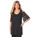 Plus Size Women's Cold-Shoulder Ultrasmooth® Fabric Tunic by Roaman's in Black (Size 14/16)