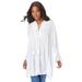 Plus Size Women's Ruffle Pintuck Crinkle Tunic by Roaman's in White (Size 22 W)