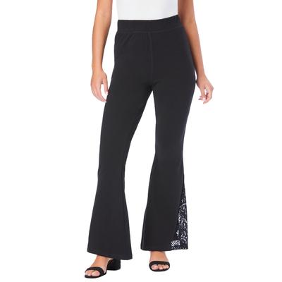 Plus Size Women's Lace-Inset Essential Stretch Yoga Pant by Roaman's in Black (Size 34/36)