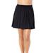 Plus Size Women's Lightweight Quick-Dry Pleated Swim Skort by Swimsuits For All in Black (Size 14)