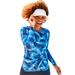 Plus Size Women's Long Sleeve Twist Front Tee by Swimsuits For All in Electric Blue Tie Dye (Size 8)