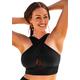 Plus Size Women's Longline High Neck Bikini Top by Swimsuits For All in Black (Size 10)